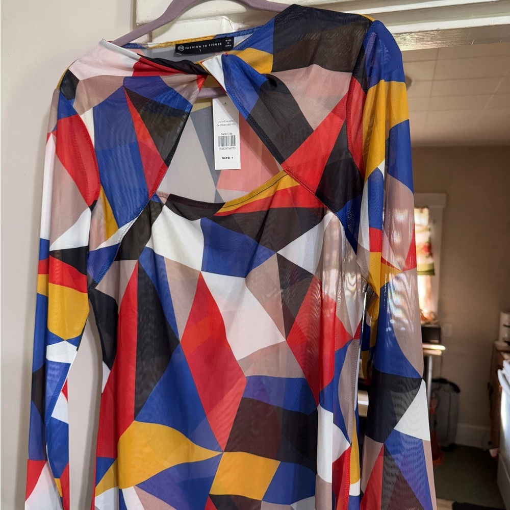 Colorful Geometric Long Sleeve Top